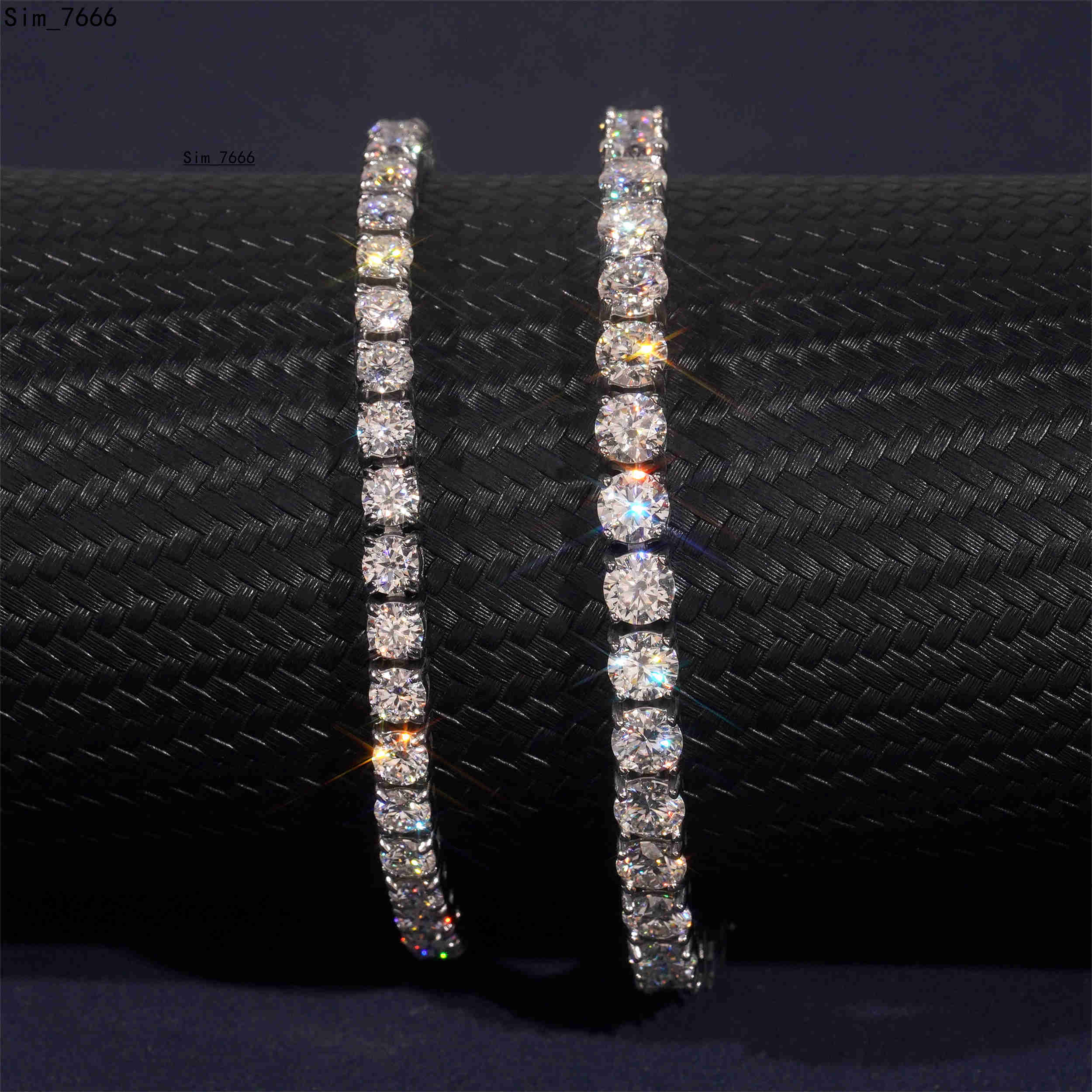 3mm 4mm Tennis Chain Stainless Steel Iced Out Moissanite Hip Hop Jewelry High Quality Diamond Pass Diamond test Necklace