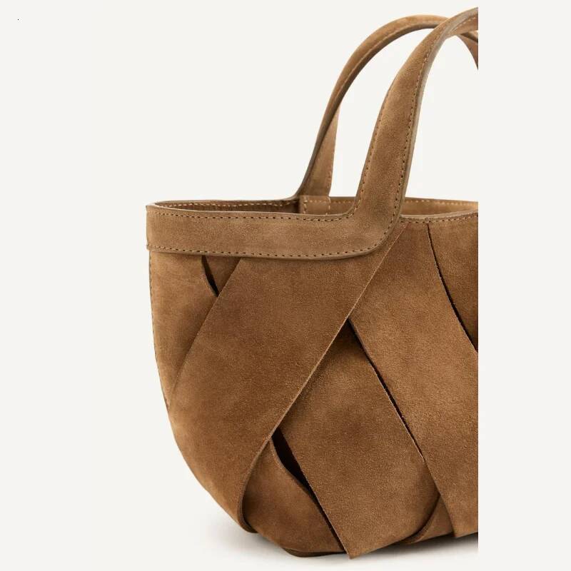 Women's Mini Suede Shopper Bag, Design New In Handbags For Women, Solid Color Woven Tote Bags,
