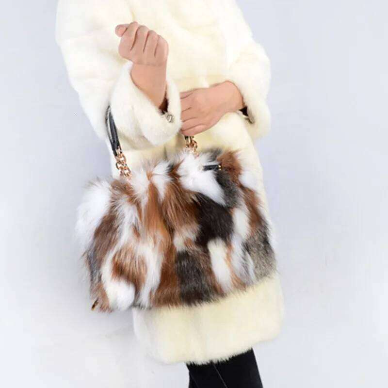 Designer bag 52 Real Fur HandBags For Women Fashion Colorful Natural Fox female Message Single ShoulderBags Evening Party Bag