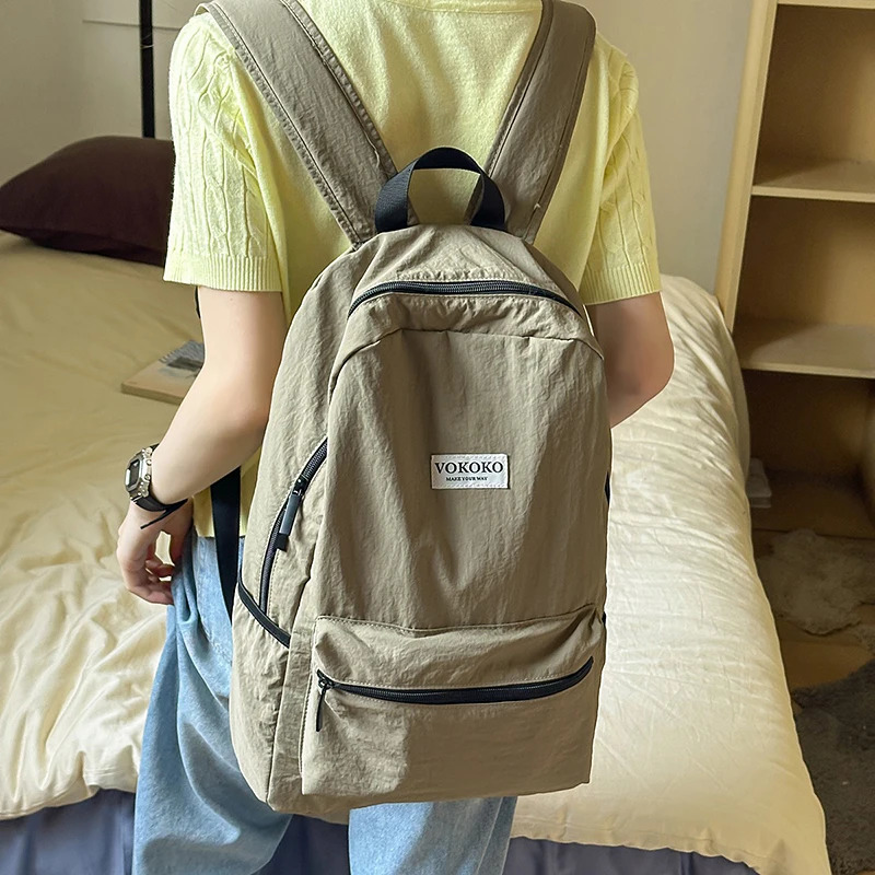 Japanese Style Simple Lazy Style Drapey Student School Bag Large Capacity Student Sports Backpack Lightweight School Bag 250809