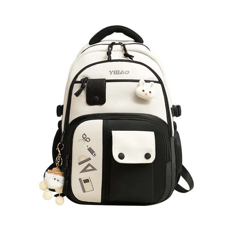 Cute rabbit school backpack for teenage Fashionable splicing color contrast fresh lady knapsack schoolbags 250809