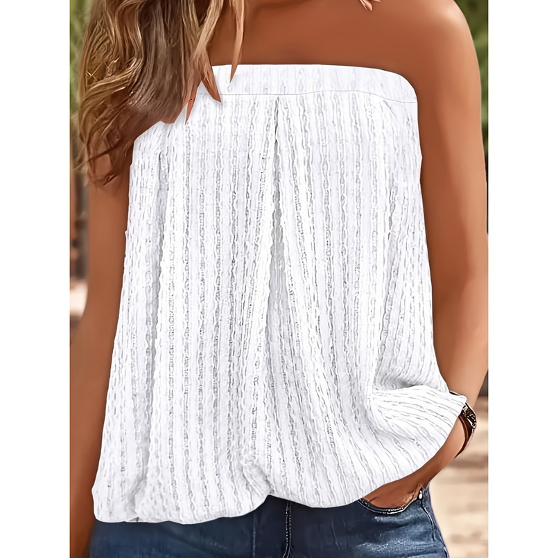Women's Off-Shoulder Striped Tank Top - Breathable Design, Casual Chic for Spring, Summer, and Autumn, Machine Washable, Seasonal Fashion, Qualit