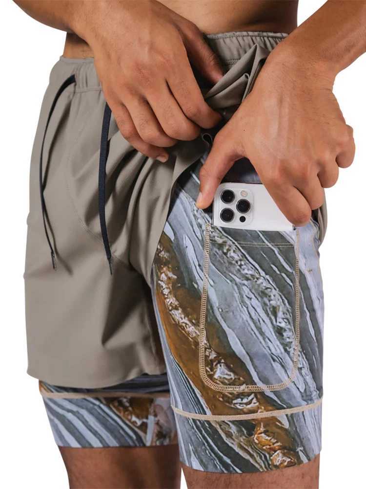 2-in-1 Mens Performance Running Shorts - Moisture-Wicking Compression Support With Secure Zipper Pocket For Gym Training Y250814