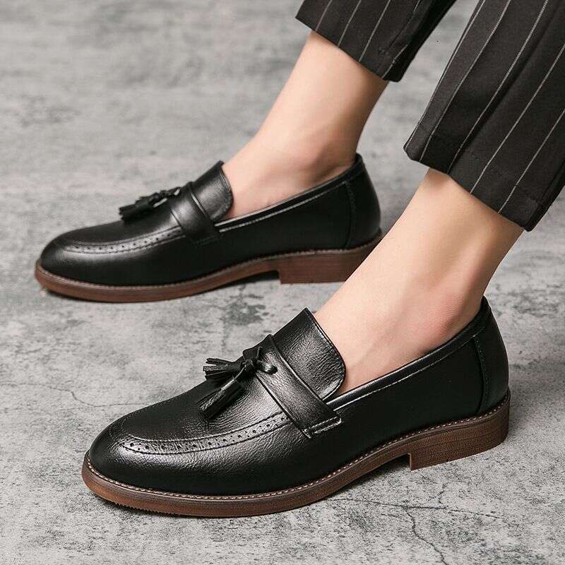 Casual Hairstylist Pointed Toe Korean Men's British Style Large Size Leather Shoes