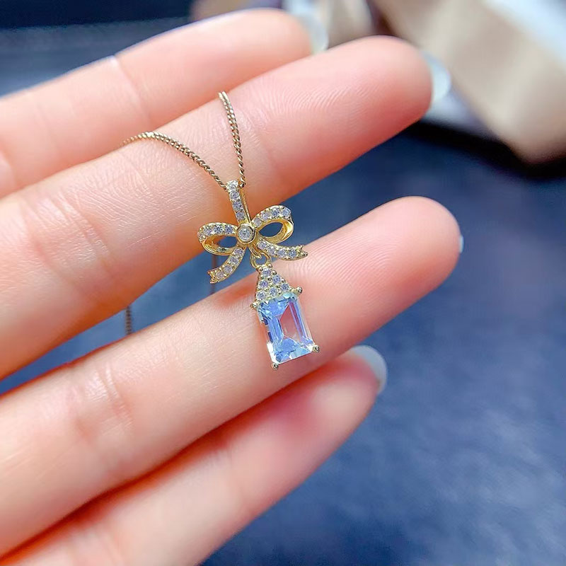 925 silver jewelry set natural topaz jewelry set genuine topaz pendant and earrings 18K gold plated gemstone jewelry for wedding