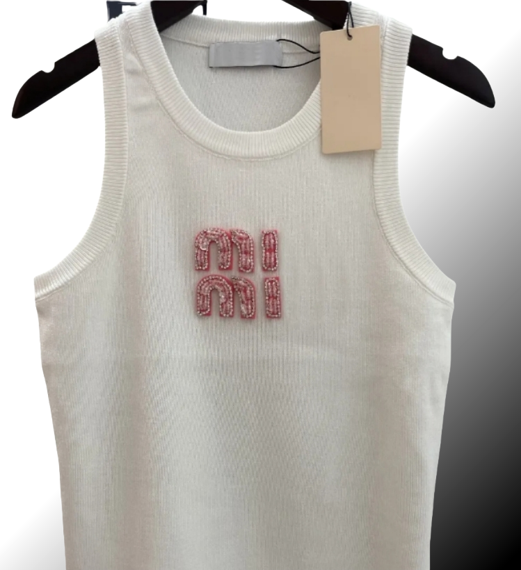 womens miu tank tops graphic tee designer luxury vest sleeveless camis pure cotton fashionable knitted camisole teesknitted camisole veste