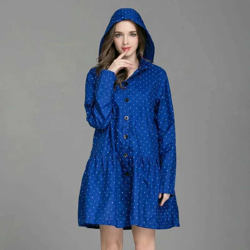 New Fashion Lightweight Women Raincoat With Hat Laydies Dress Style Rain Coat Waterproof Rainwear Y250814