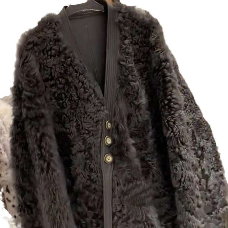 Fur and fur one-piece socialite style lamb fur coat for women in autumn and winter, medium long version with thick velvet and Korean style Hepburn bla