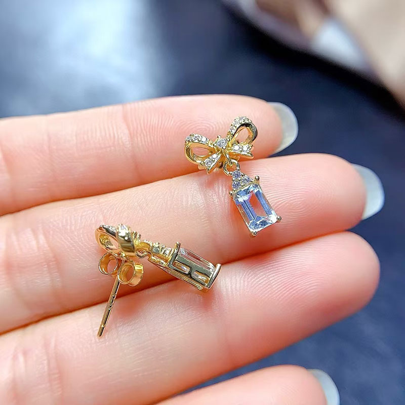 925 silver jewelry set natural topaz jewelry set genuine topaz pendant and earrings 18K gold plated gemstone jewelry for wedding