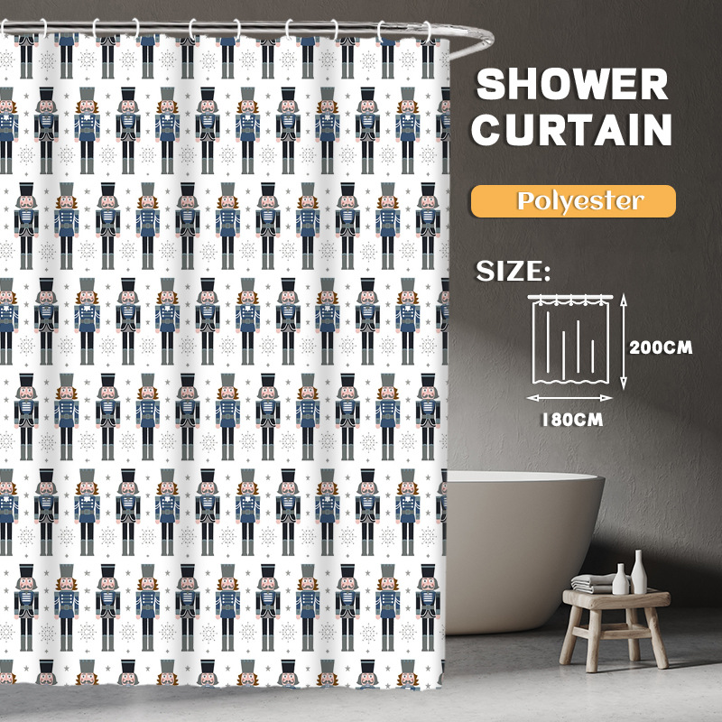 YL-36930 Manufacturer Spot Digital Printed Fabric Shower Curtain Waterproof Thickened Bathroom Partition Curtain with Hook
