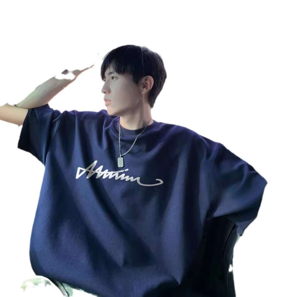 Short T-Shirt For Men Summer New American Style Trendy Brand Simple Pure Cotton Loose Half Sleeve Tee Shirt B5