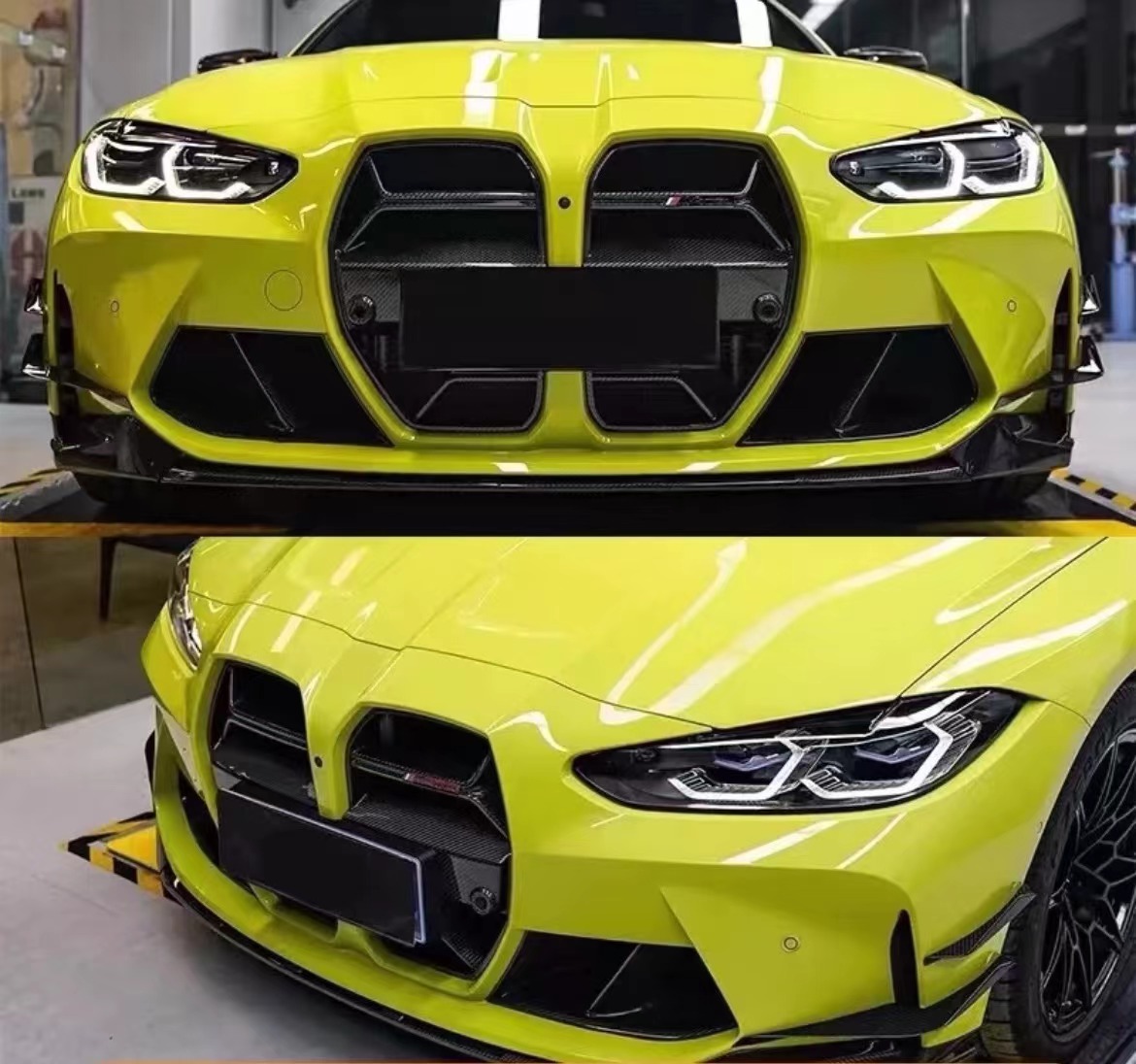 Dry Carbon Fiber Grille For BMW M3 G80 M4 G82 Front Bumper Grill Auto Racing Grid No ACC Dry Carbon 2021-2023 CSL