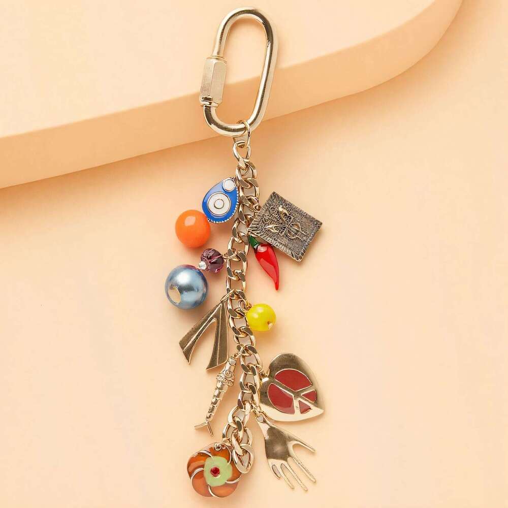 Bohemian Style Ceramic Small Fish Horseshoe Devil's Eye Keychain Backpack Chain Mother's Day Gift