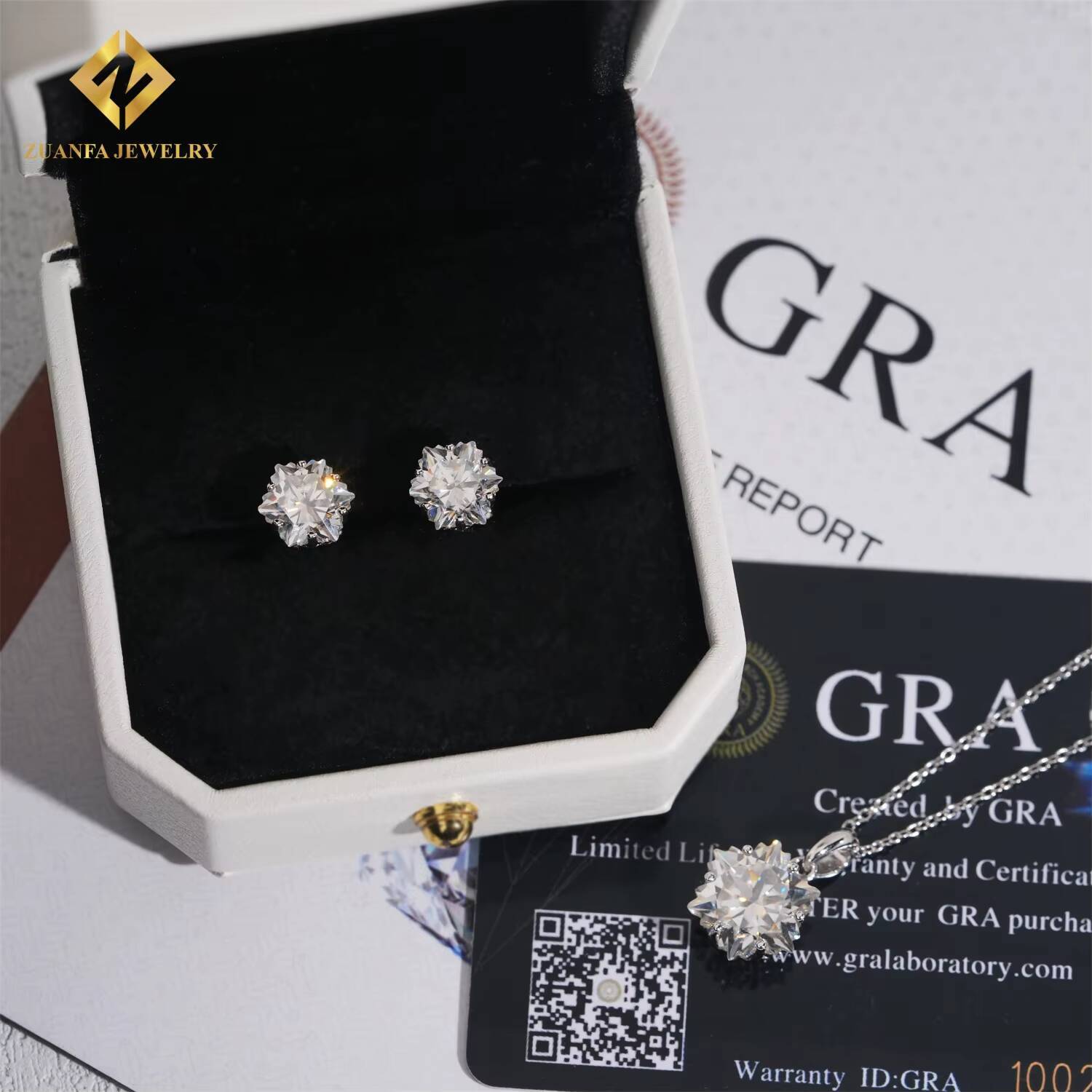 9cts Romantic Unique Snowflakes Cut Fine Jewelry Gifts Set for Women Singular Stone Charm Necklace Earrings Moissanite Jewelry