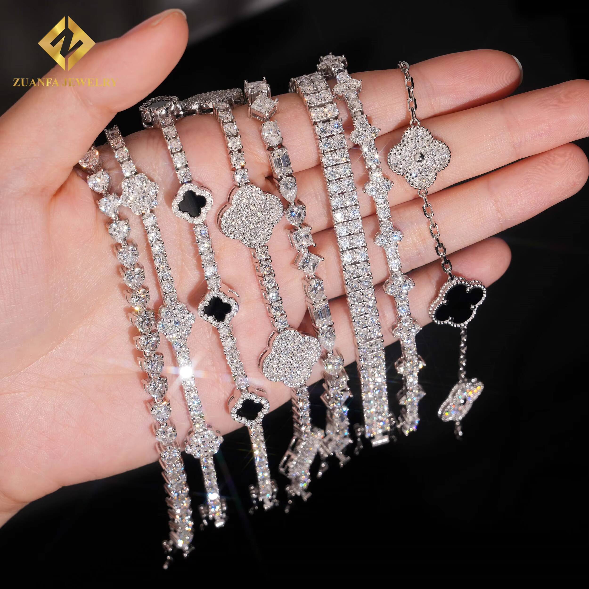 Wholesale Price 925 Sterling Silver Moissanite Pass Diamond Test Tennis Chain Bracelets Fine Jewelry