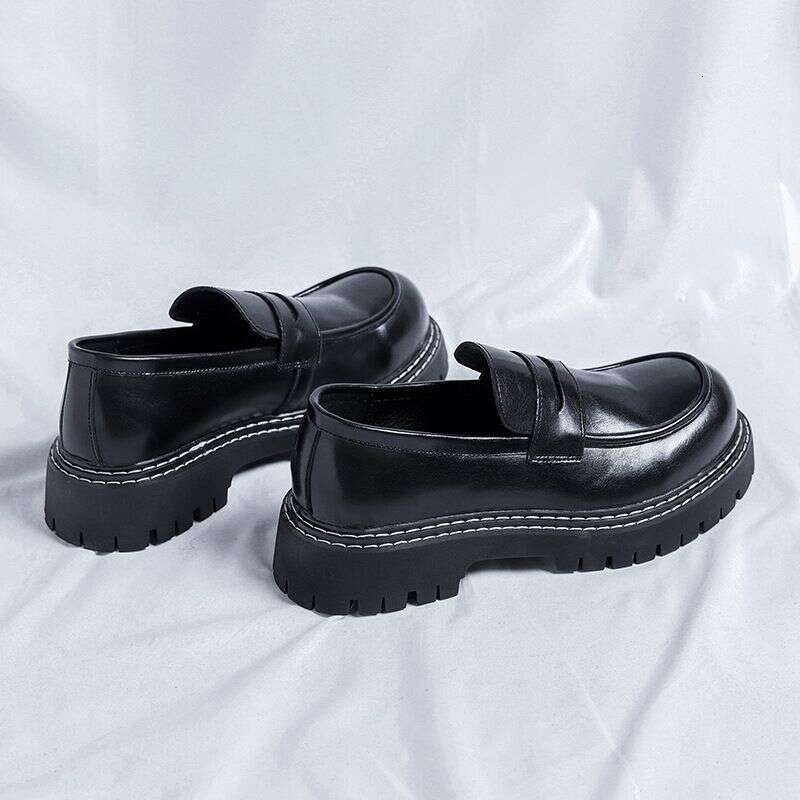 Thick Soled Loafers For Men's Summer 2025, Black Small Leather Shoes, British Style, High-end Feel, Lazy Person Kicks