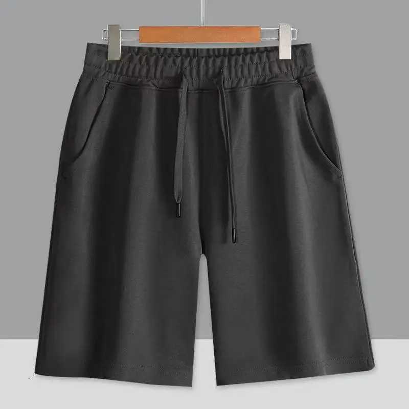 260G composite milk silk straight leg pants for mens couples casual loose fit solid color summer American shorts fashionable Y250814