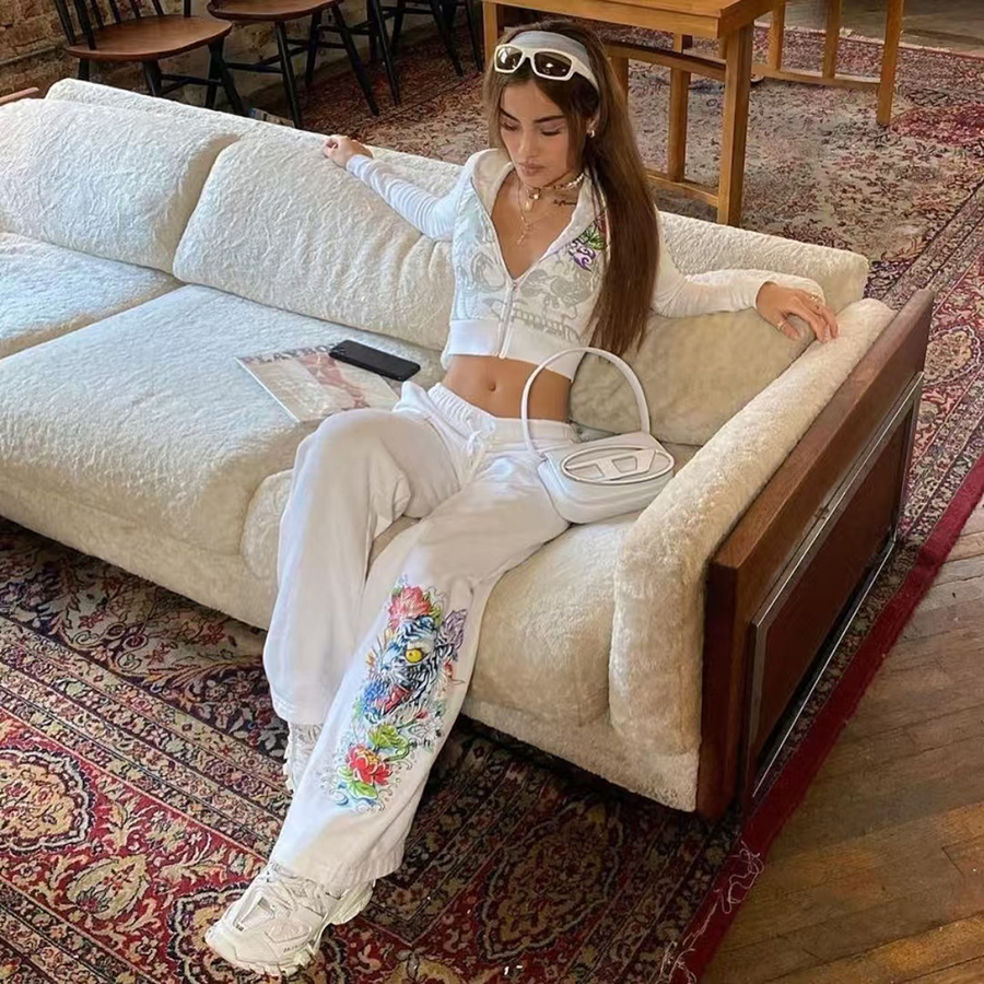 Women's Two-Piece Outfit: Trendy Casual Streetwear Set S-XXL - Fashionable Multi-Colored Print Clothing C260312