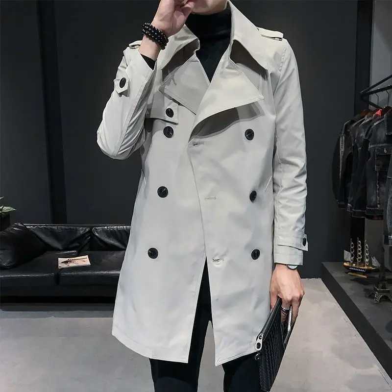Man Trench Coat Lapel Windbreaker Leisure Time Business Affairs British Style Trench Coats Fashion Trend Show Thinness Coat W250815