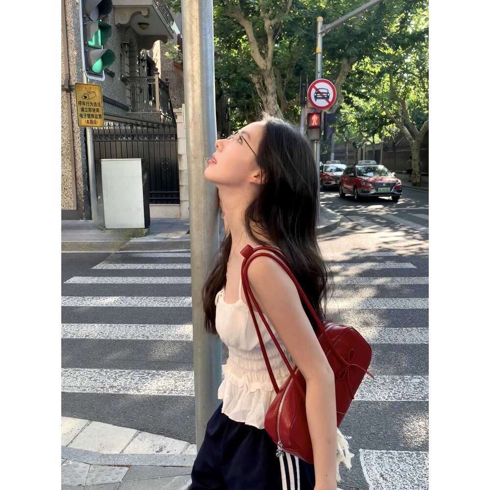 Designer Bag Tote Bag Shoulder Bag New Ankora Red Underarm Single Shoulder Niche Large Capacity Bowknot Baguette Boston Bag