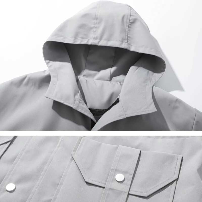 New Autumn Solid Color Mens Hooded Jacket Daily Casual Long Windbreaker Warm Windproof Extended Jacket. M-3XL W250815