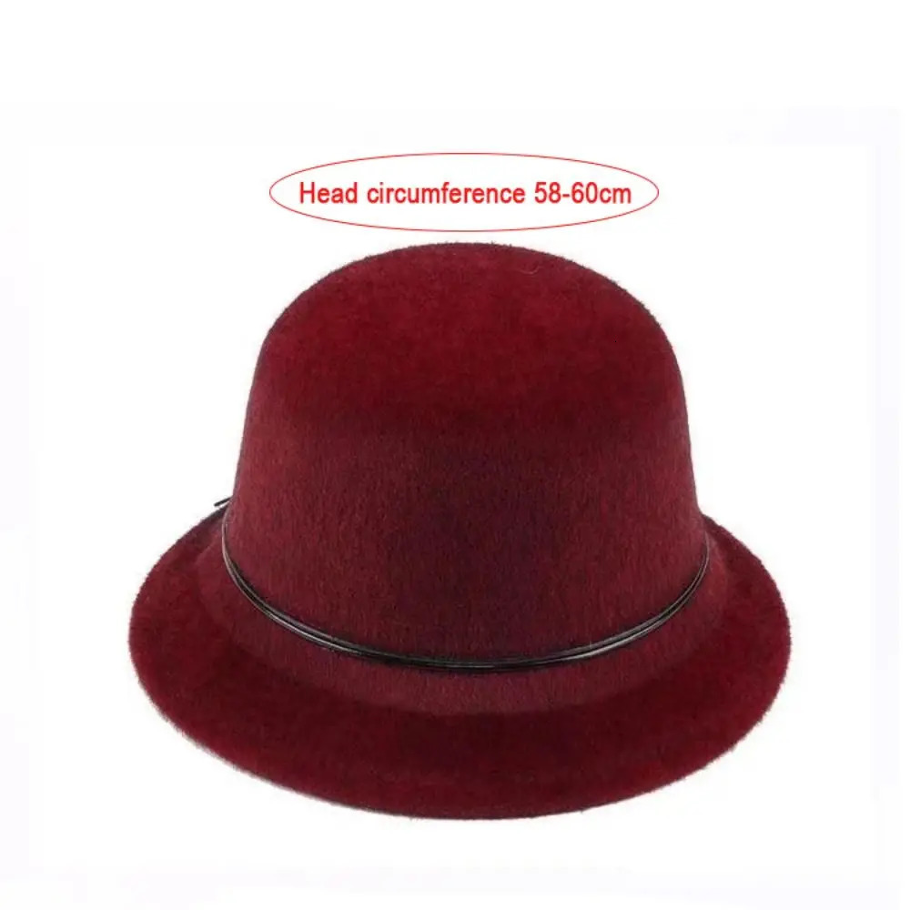 Vintage Outdoor Warm Ladies Fedoras Cap with Fur Ball Solid Color Casual Basin Hat Windproof Fisherman Hat for Autumn Winter 250808