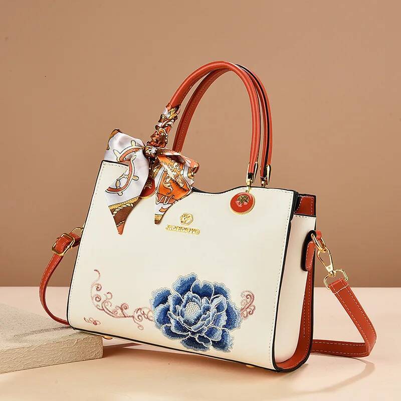 Ladies' Handbag, Niche Temperament, Fashionable And Elegant Embroidered Shoulder Bag, Large Capacity Flower Crossbody Bag