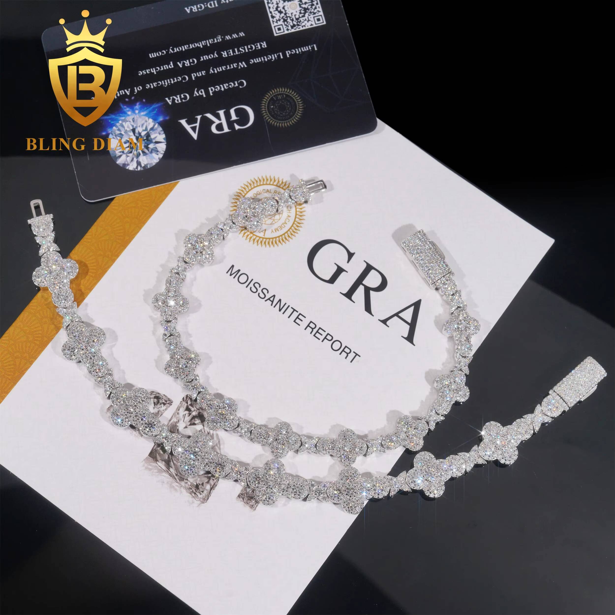 Factory Direct Hip Hop 10mm 13mm 925 Silver VVS Diamond Iced Out Cuban Link Chain Moissanite Cross Bracelet