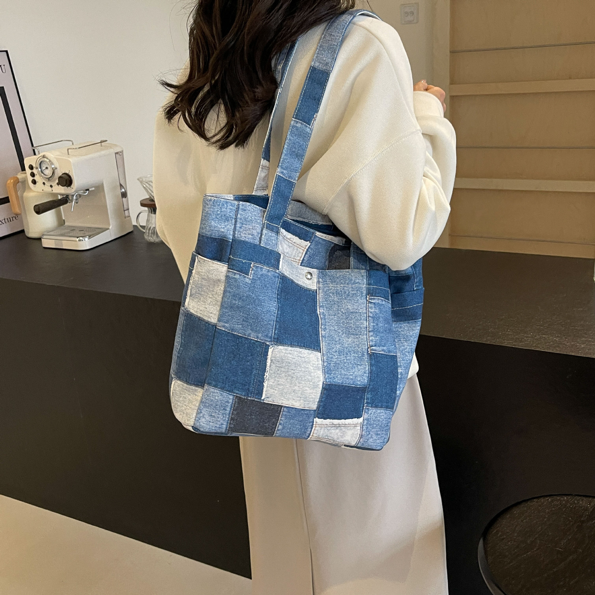 Autumn New Women's Shoulder Bag Fashion Large Capacity Color Block Splicing Handbag Casual Commuter Handbag Autumn New Designer Bag Women's 