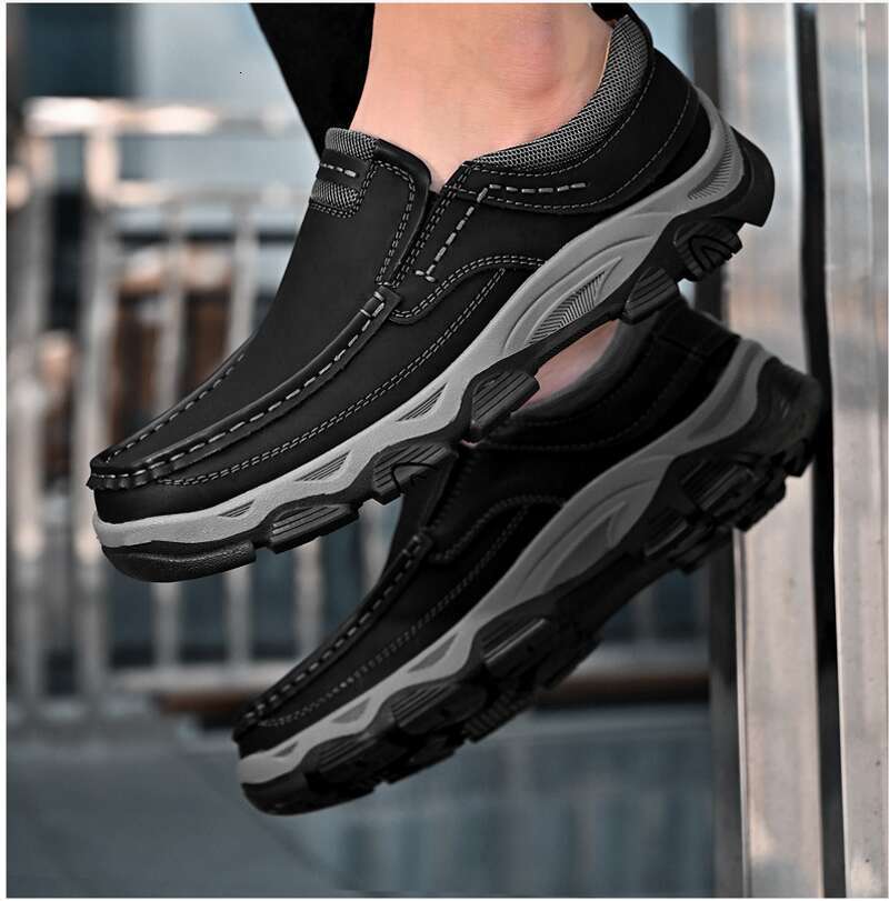 Hot selling in spring 2024, new one legged men's leather shoes, Lefu shoes