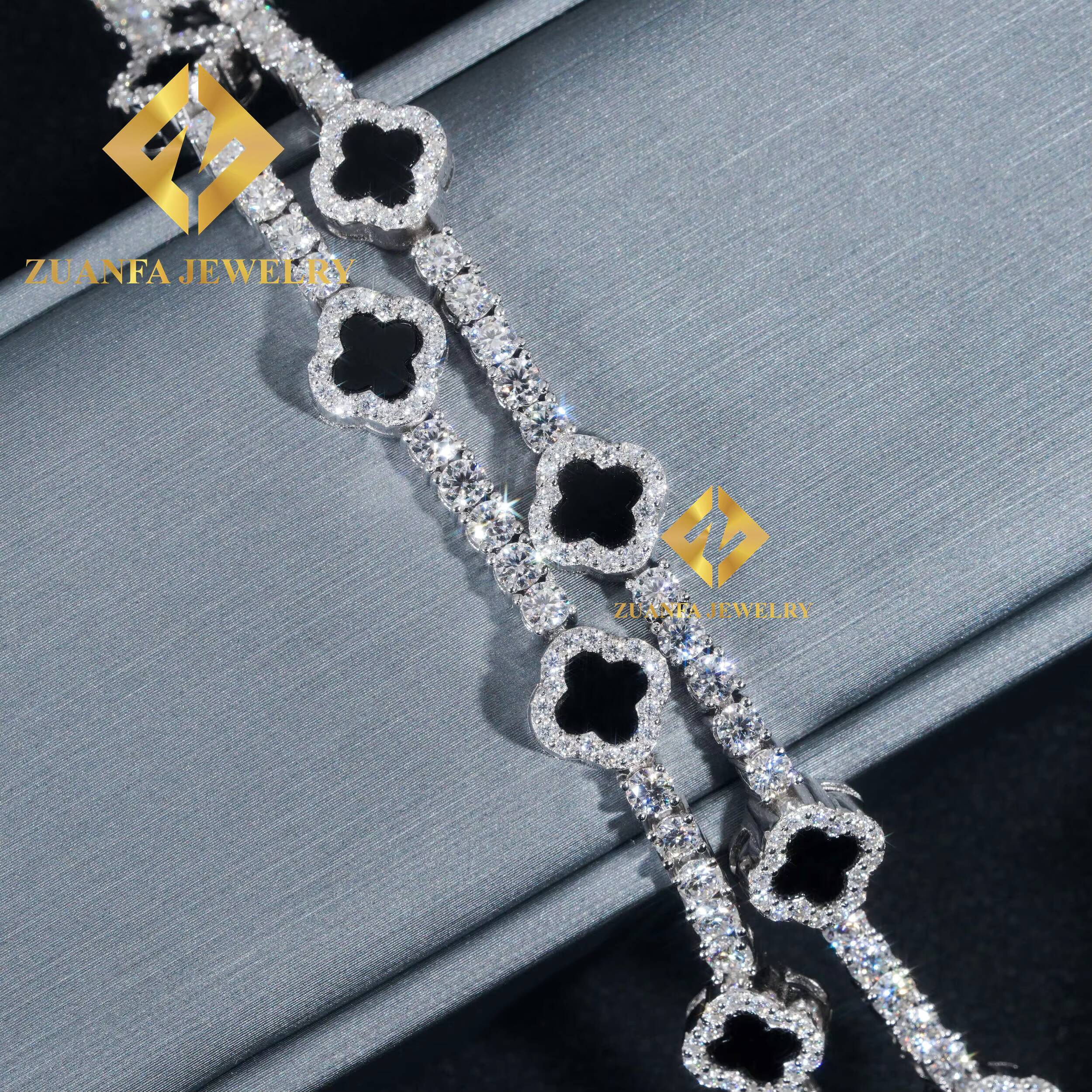 48H Shipping Fine Jewelry Hot Sale Agate Clover Bracelets Sterling Silver 925 Gold Plated Moissanite Tennis Chains Bracelet