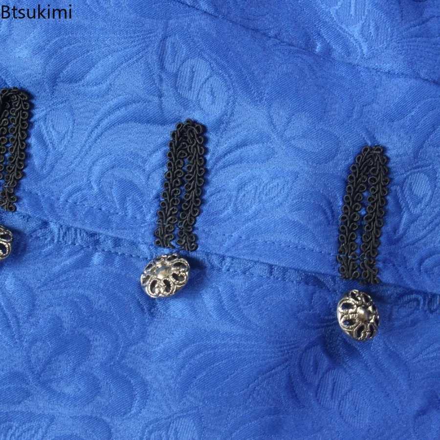 2025 New Mens Gothic Steampunk Overcoat Medieval Renaissance Vintage Jacquard Stand Collar Long Jackets Fashion Cosplay Costume W250815