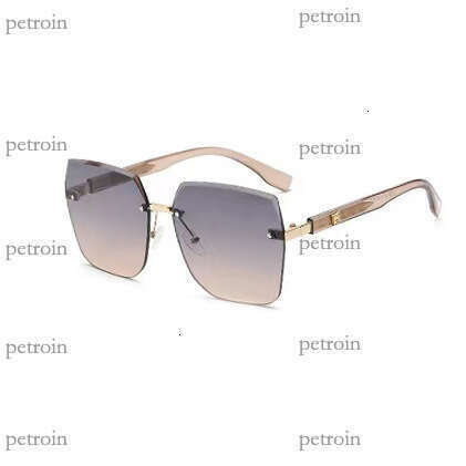 New Large Frame Polygonal No-Makeup Internet Celebrity for Women, High-End Luxury Gradient Rimless Glasses Sunglasses