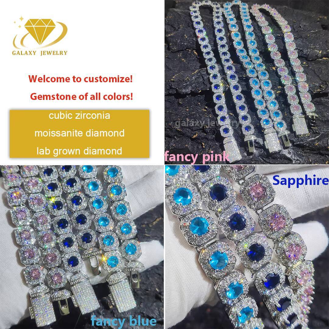 Hiphop Pass Tester GRA Custom Mens Cluster Diamond Chain Iced Out Tennis Bracelet Necklace Choker Moissanite Clustered Chain