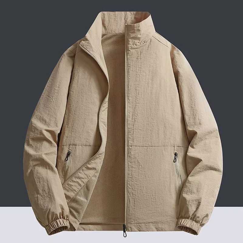 2025 Mens Casual Autumn Quick Drying Outer Jackets Fashion Anti-Ultraviolet Windproof Coat Man Thin Stand Green Overcoat W250815