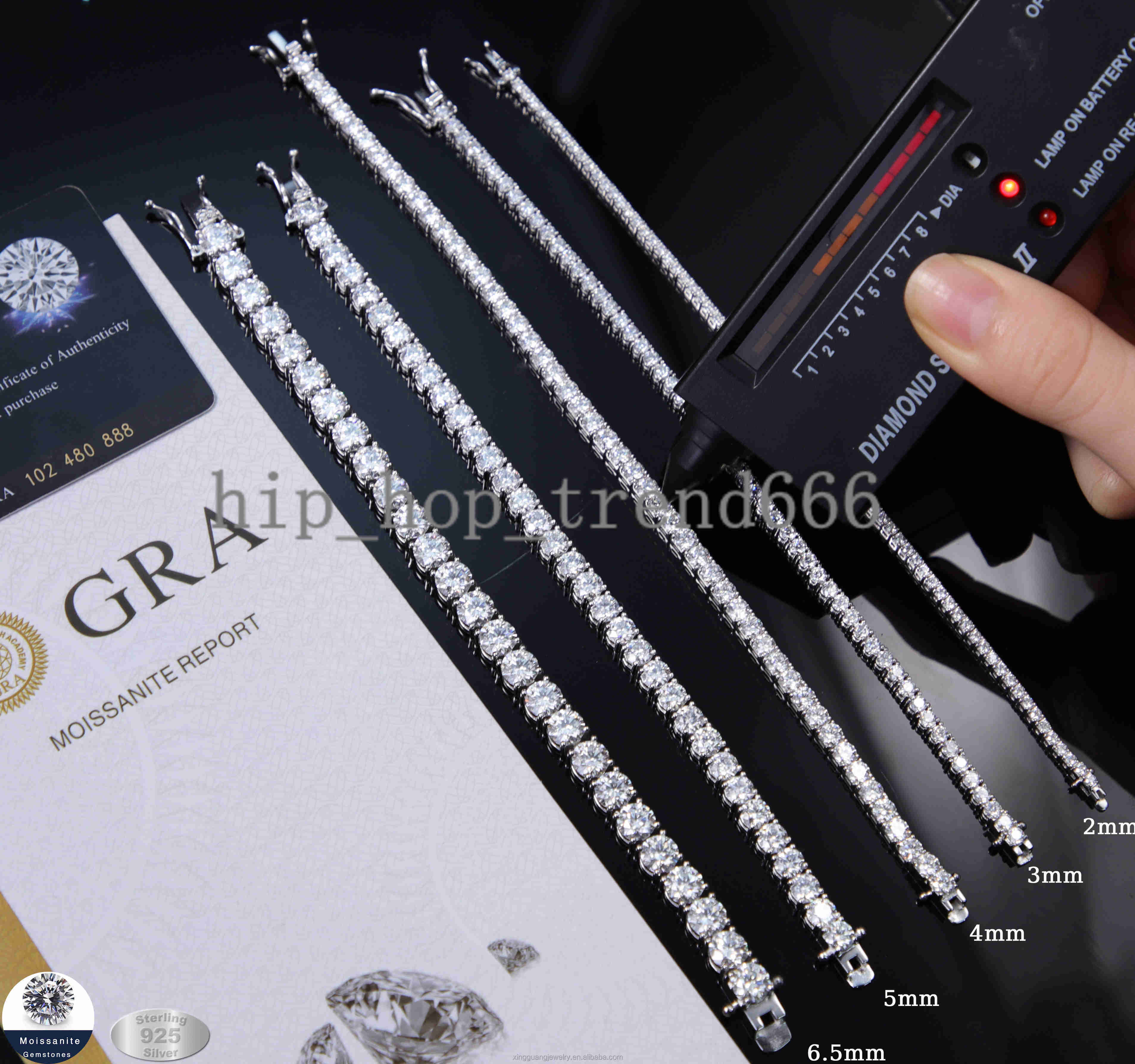 2 mm to 4 mm Diamond Tennis Moissanite Link Chain 925 Silver Gold Plated Fine Jewelry Bracelet VVS Moissanite Tennis Chain