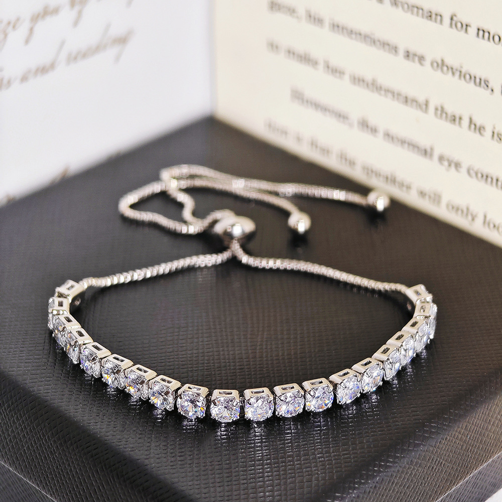New Round Synthetic Zircon 4mm Pull Bracelet for Women S4803