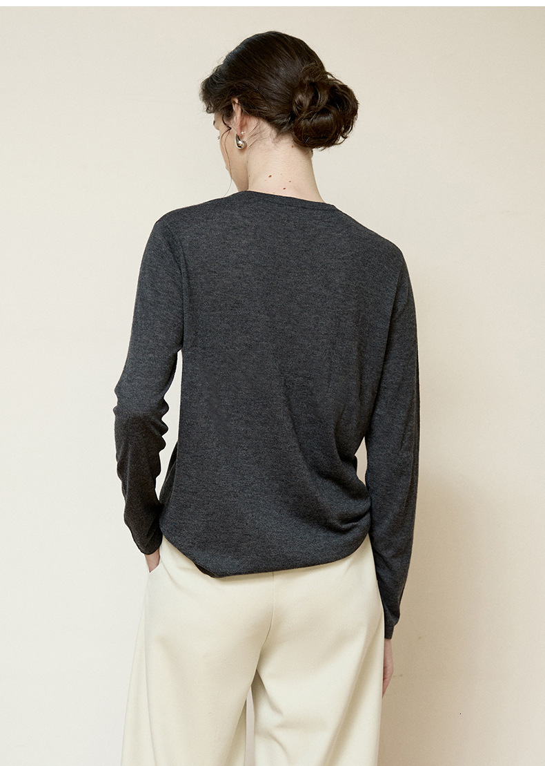 High-Quality Mulberry Silk Cashmere Knitted Sweater Warm Comfortable Slimming Long Sleeve T-Shirt Women Solid Color Round Neck Base Shirt