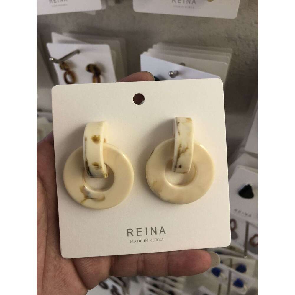 Korean Dongdaemun Design Sense Niche Resin Acrylic Brushed Personality Temperament Minimalist Earrings for Women