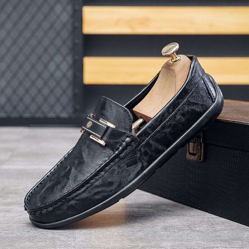 2025 Dou Spring New Lazy Trend Driving Soft Sole Casual Leather For Men's Lefu Shoes 9373