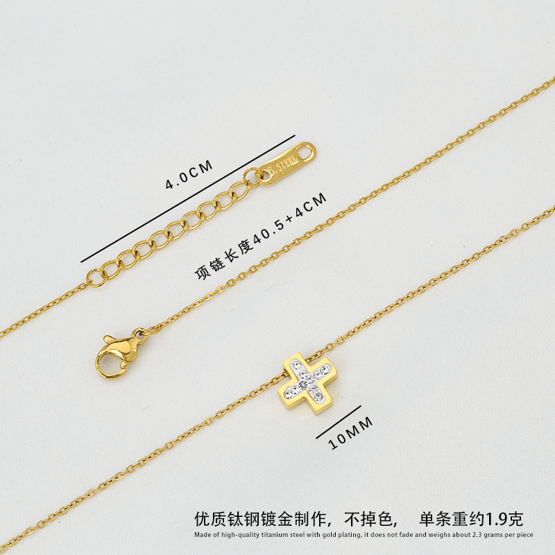 Gold Titanium Steel Cross Necklace for Women Autumn Winter High-end Light Niche Collarbone Chain Jewelry for Women