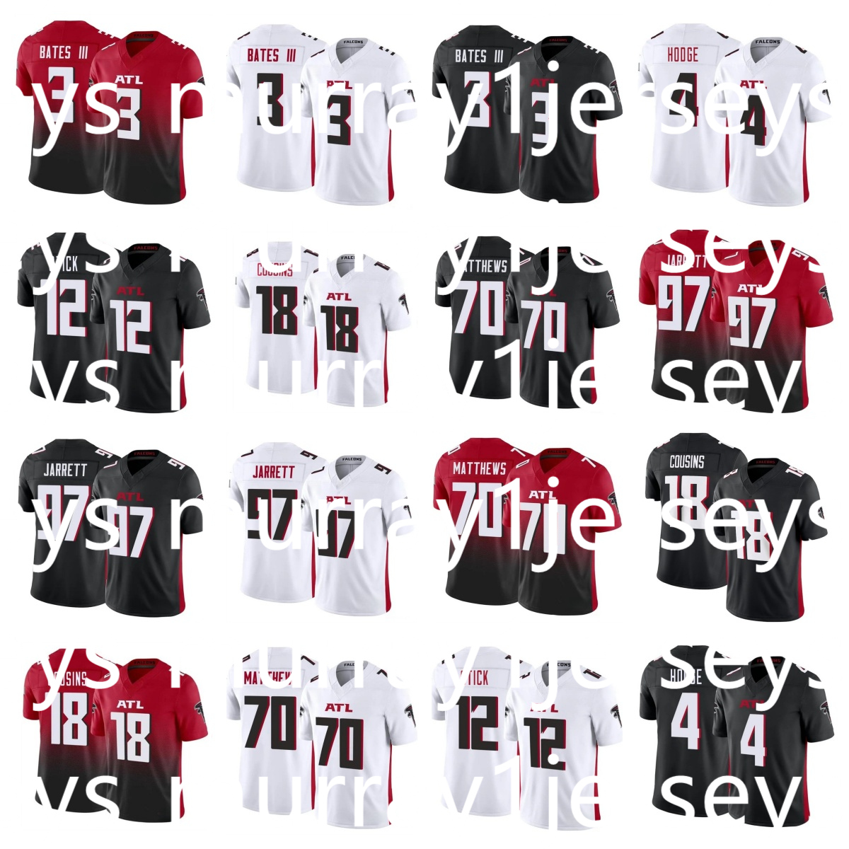 Falcons Deion Sanders Michael Vick Kirk Cousins Bijan Robinson Darnell Mooney Tyler Allgeier Drake London Kyle Pitts Kaden Elliss Jessie Bates III Football Jersey