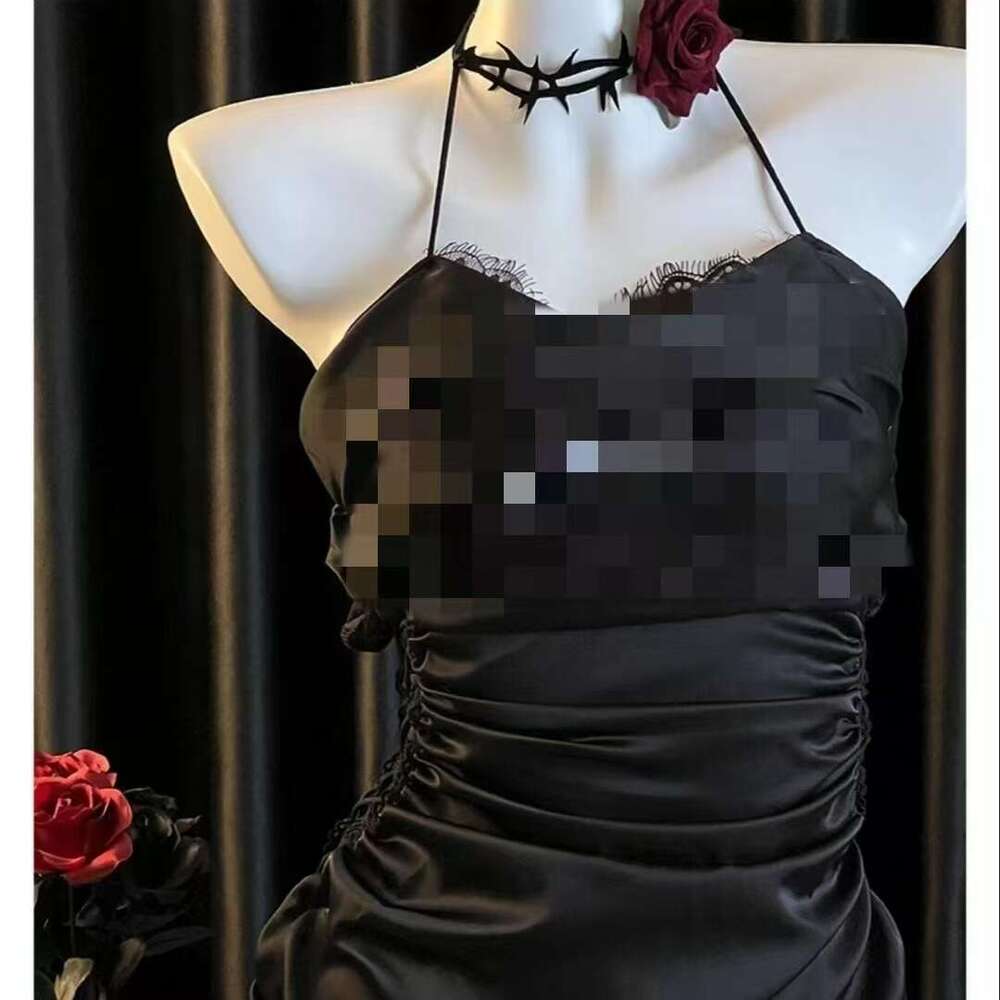 Satin Halter Neck Ruched Dress Sexy Bodycon Nightwear for Women Elegant Party Intimate Occasion Lingerie