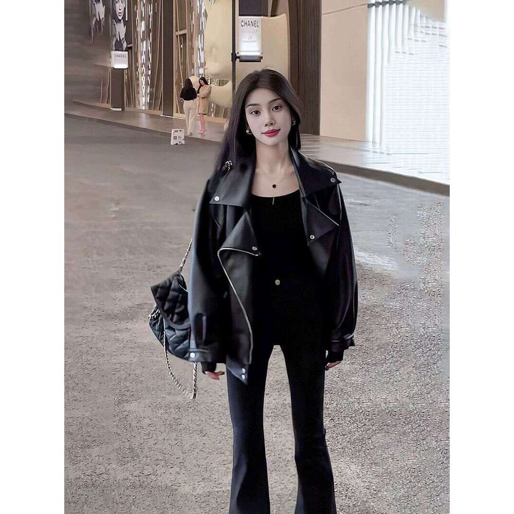 Spring And Autumn New Leather Women's Korean Version Loose Casual Motorcycle Jacket Slimming College Style