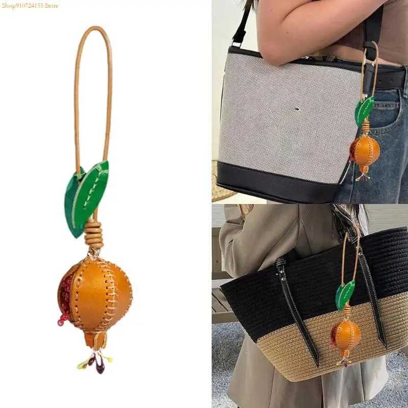 76HE Stur Leather Pomegranate Adornment Fashionable Leather Pomegranate Pendant with Rich for Individuals Y250815