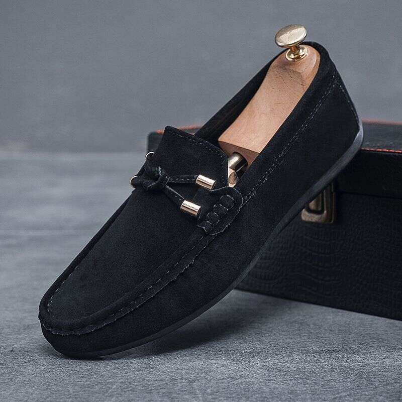 Spring 2025 New Lazy Soft Sole One Step Padded Doudou For Men's Driving Casual Leather Shoes