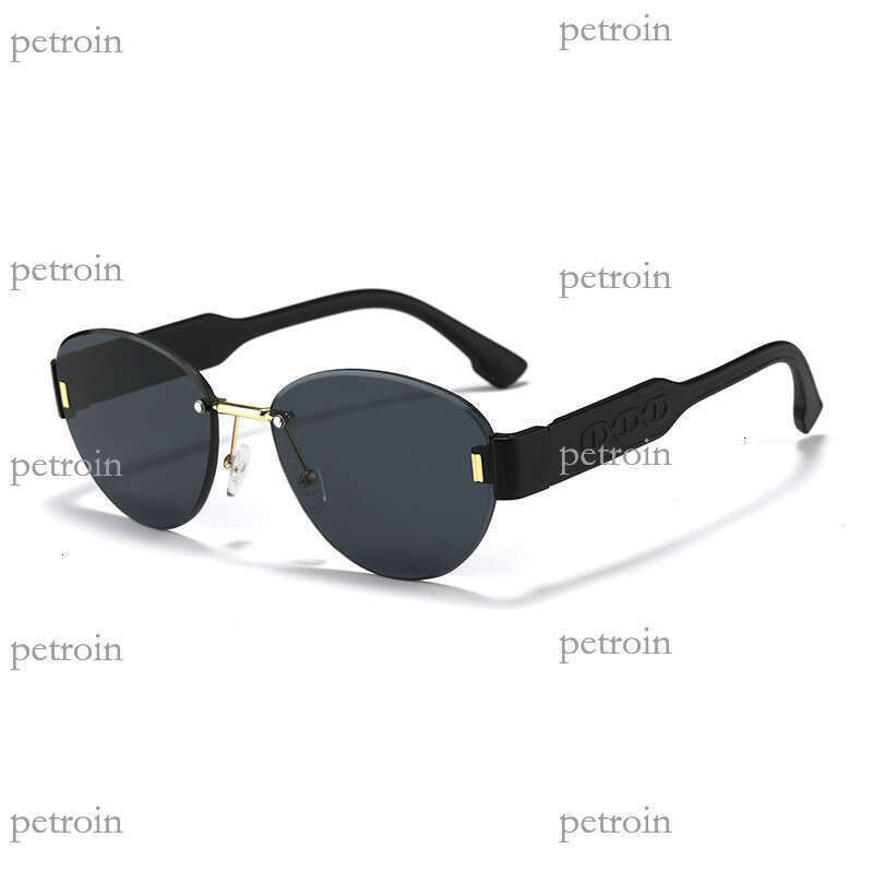 New Trendy Fashionable Unisex Oval Frameless Celebrity Runway High-end Sunglasses