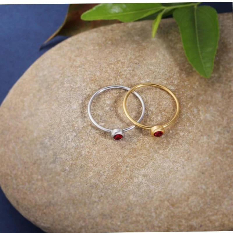 12PcsLot Birthstone rings size 5 6 7 8 9 10 Mirror Polish Stainless Steel for women Couple Fashion Jewelry Gifts 250811