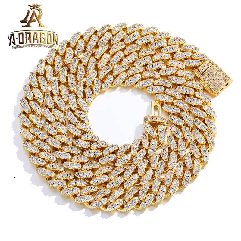 22mm 18 VVS Moissanite Diamond Cuban Necklace Custom Baguette Link Chain Hip Hop Fine Jewelry for Rapper