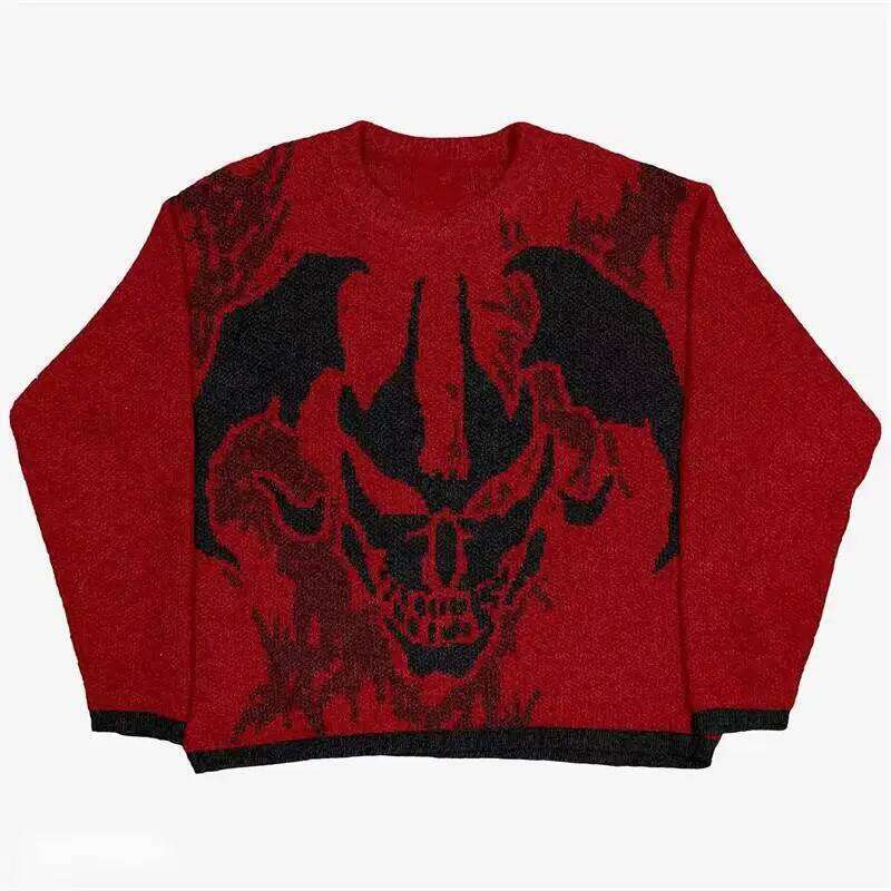 Dark Angel Knitwear Sweater Male 2024 New Winter Wool Pullovers Hip Hop Haruku Men's Jumpers Women's Y2k Vintage Knit Sweaters